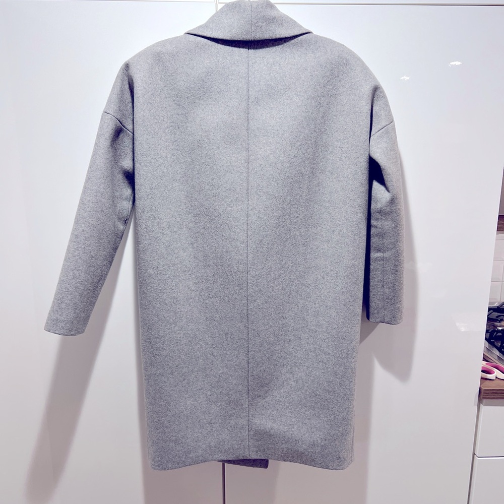 AllSaints Klein Shawl Collar Wool Blend Coat in Light Gray - Size XS
